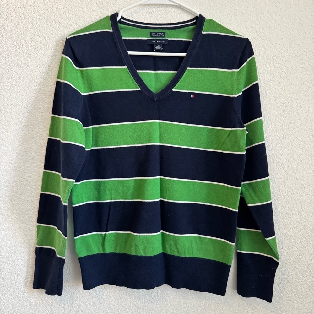 Tommy Hilfiger Striped V-Neck Sweater